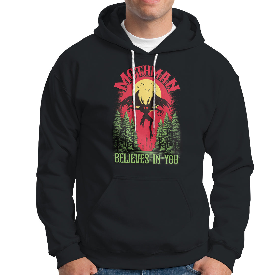 Mothman Hoodie Believes In You Cryptid Cryptozoology - Wonder Print Shop