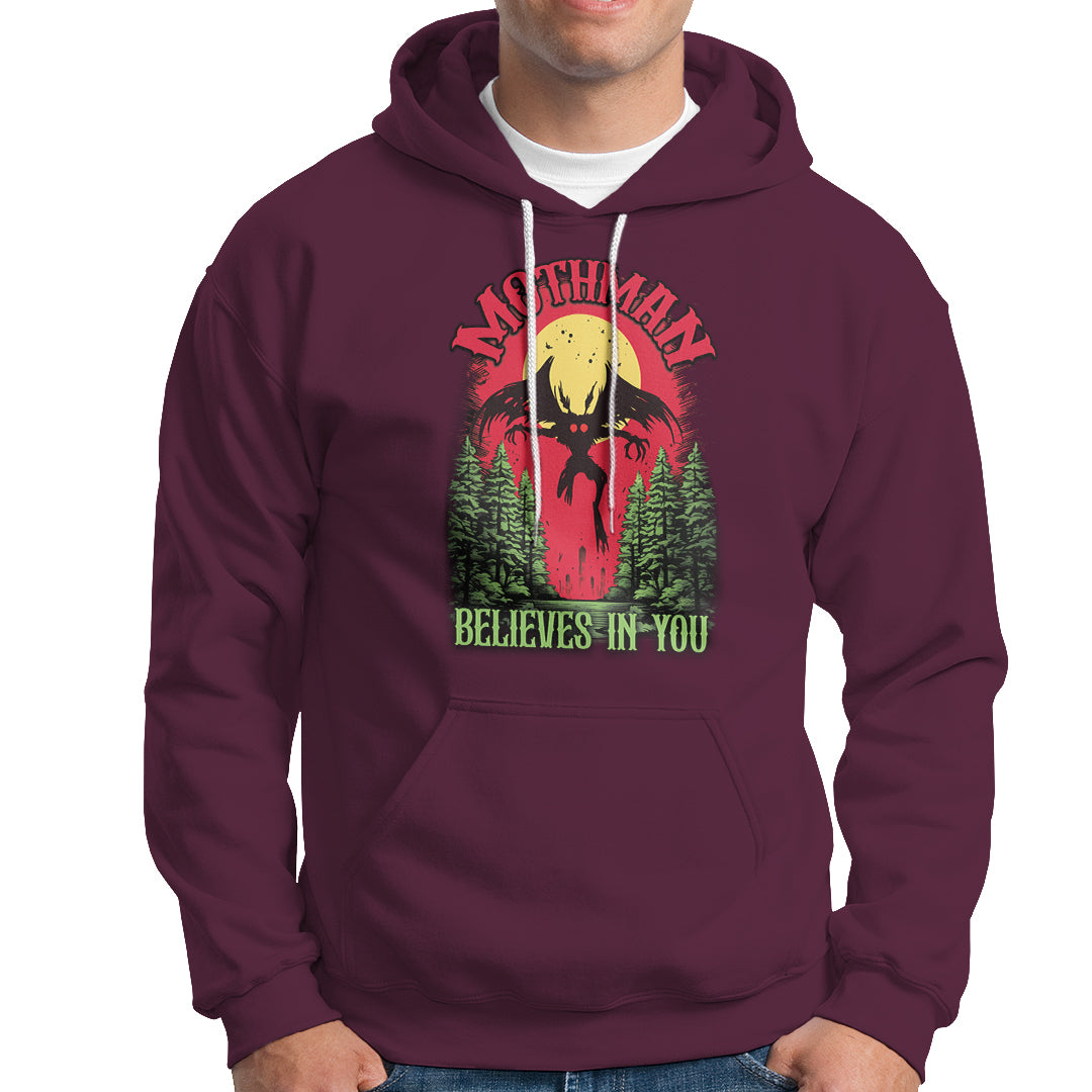 Mothman Hoodie Believes In You Cryptid Cryptozoology - Wonder Print Shop