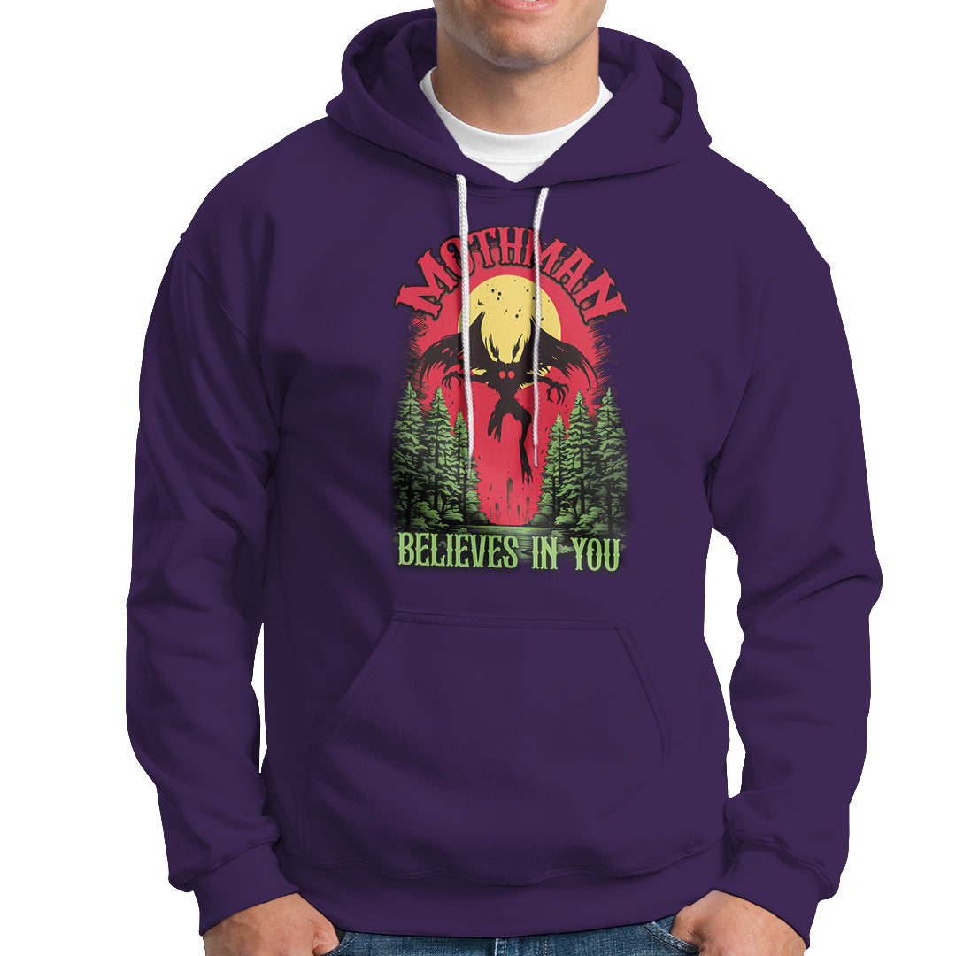 Mothman Hoodie Believes In You Cryptid Cryptozoology - Wonder Print Shop