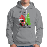 Black Cat Christmas Hoodie It's Fine I'm Fine Everything Is Fine - Wonder Print Shop