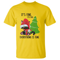 Black Cat Christmas T Shirt It's Fine I'm Fine Everything Is Fine - Wonder Print Shop