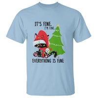Black Cat Christmas T Shirt It's Fine I'm Fine Everything Is Fine - Wonder Print Shop