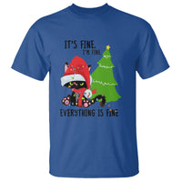 Black Cat Christmas T Shirt It's Fine I'm Fine Everything Is Fine - Wonder Print Shop