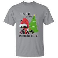 Black Cat Christmas T Shirt It's Fine I'm Fine Everything Is Fine - Wonder Print Shop