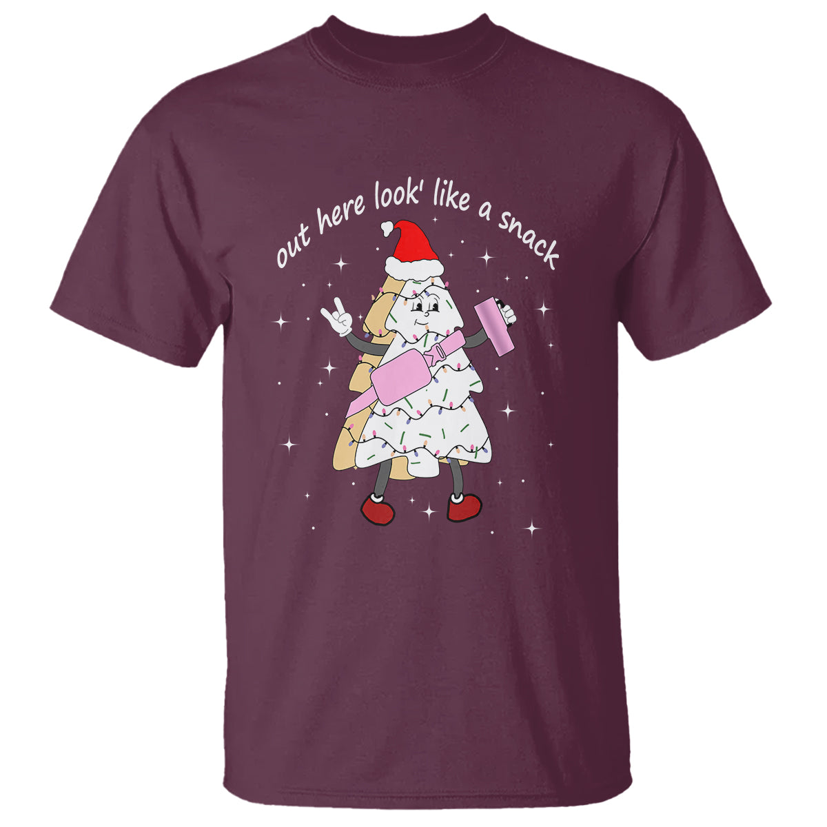 Boujee Christmas Tree Cake T Shirt Out Here Lookin' Like A Snack - Wonder Print Shop