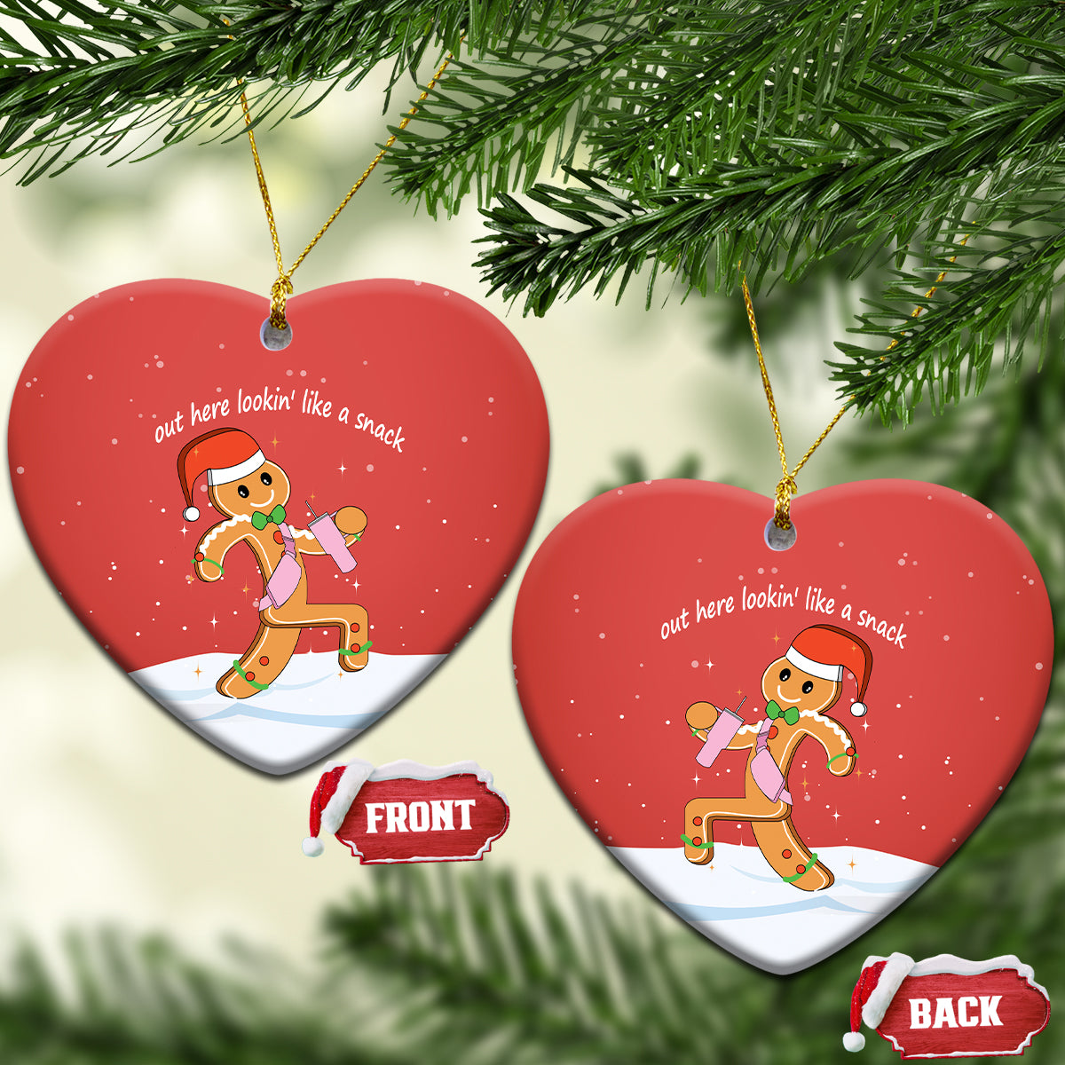 Boujee Gingerbread Man Ceramic Ornament Out Here Lookin' Like A Snack - Wonder Print Shop