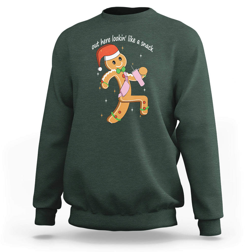 Boujee Gingerbread Man Sweatshirt Out Here Lookin' Like A Snack - Wonder Print Shop
