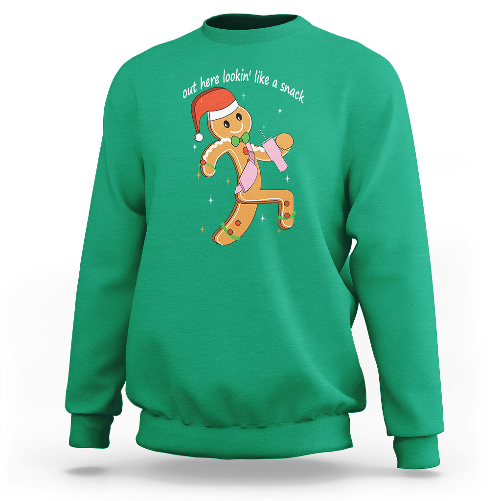 Boujee Gingerbread Man Sweatshirt Out Here Lookin' Like A Snack - Wonder Print Shop