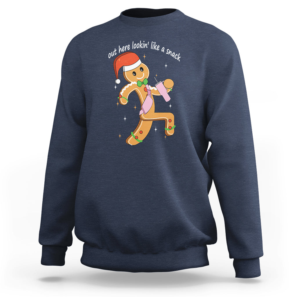Boujee Gingerbread Man Sweatshirt Out Here Lookin' Like A Snack - Wonder Print Shop