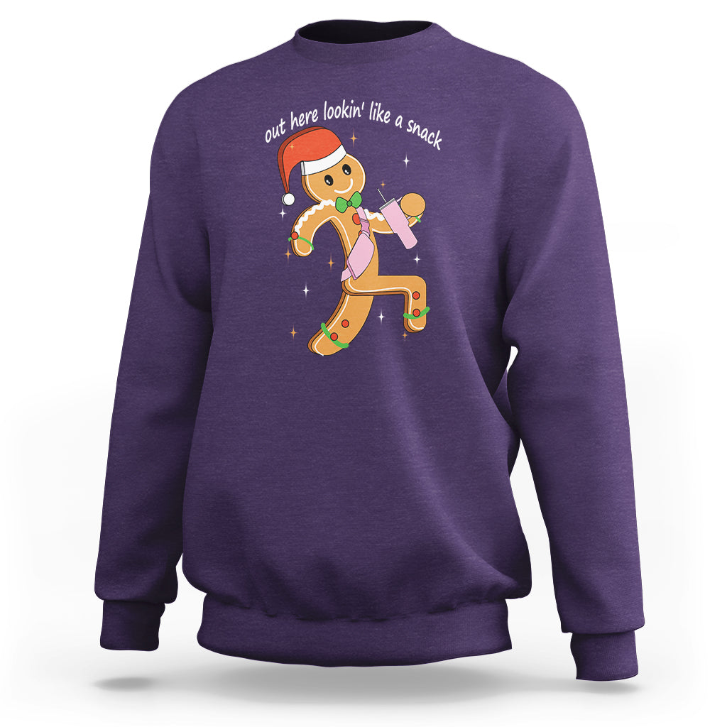 Boujee Gingerbread Man Sweatshirt Out Here Lookin' Like A Snack - Wonder Print Shop