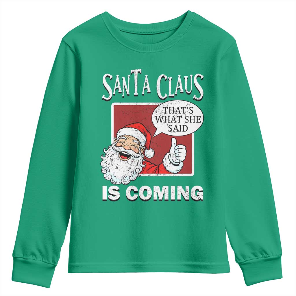 Funny Santa Christmas Youth Sweatshirt That's What She Said Naughty Holiday Humor - Wonder Print Shop