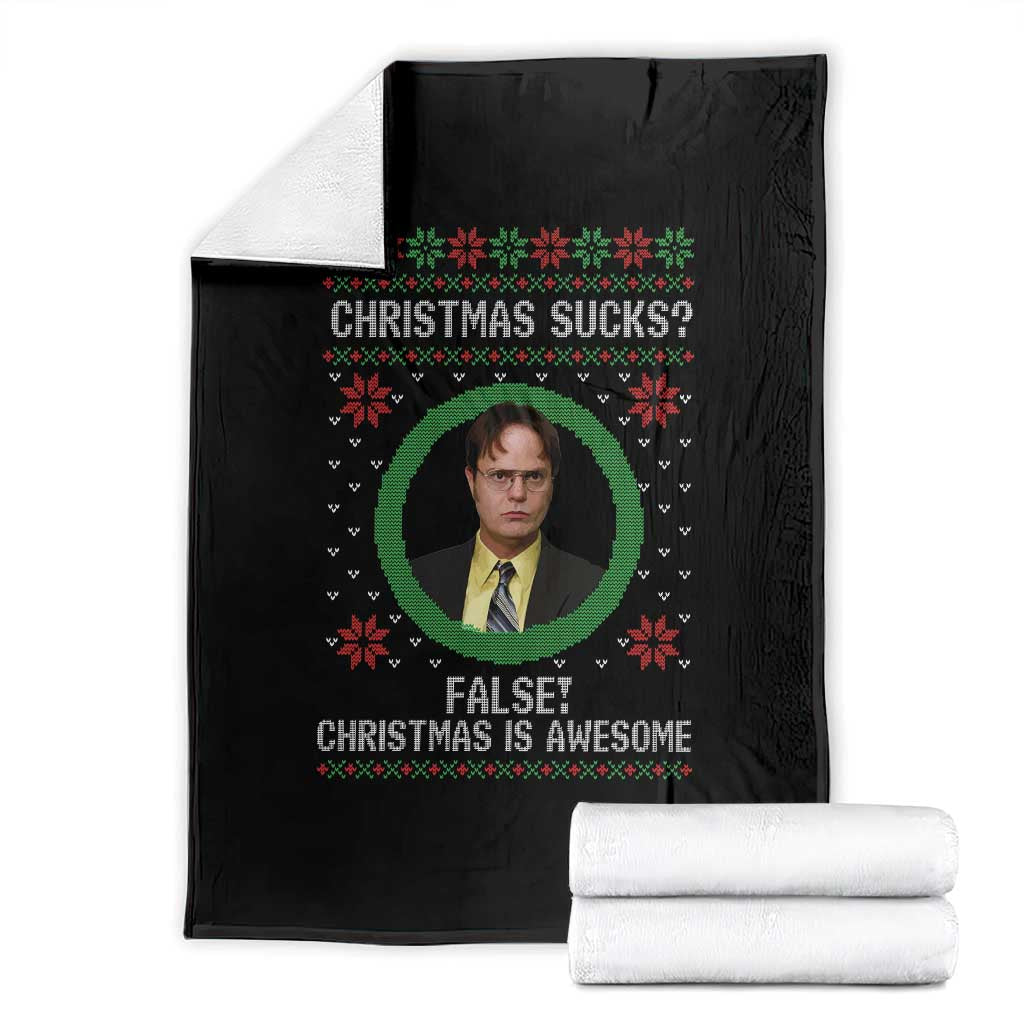 Christmas Sucks FALSE Christmas Is Awesome Throw Blanket Funny Xmas Office Holiday Humor - undefined