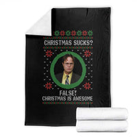 Christmas Sucks FALSE Christmas Is Awesome Throw Blanket Funny Xmas Office Holiday Humor - undefined
