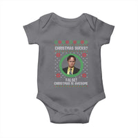 Christmas Sucks FALSE Christmas Is Awesome Baby Onesie Funny Xmas Office Holiday Humor - Wonder Print Shop