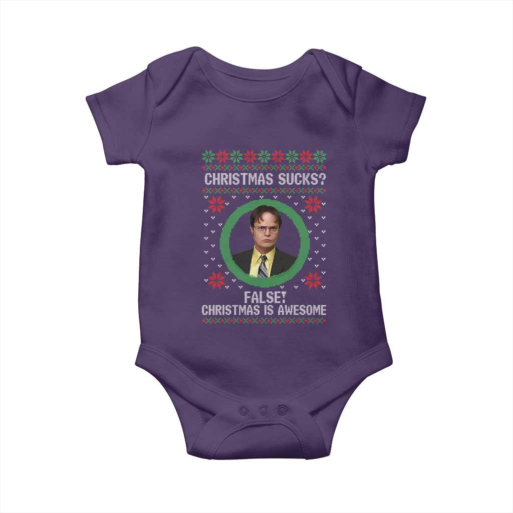 Christmas Sucks FALSE Christmas Is Awesome Baby Onesie Funny Xmas Office Holiday Humor - Wonder Print Shop