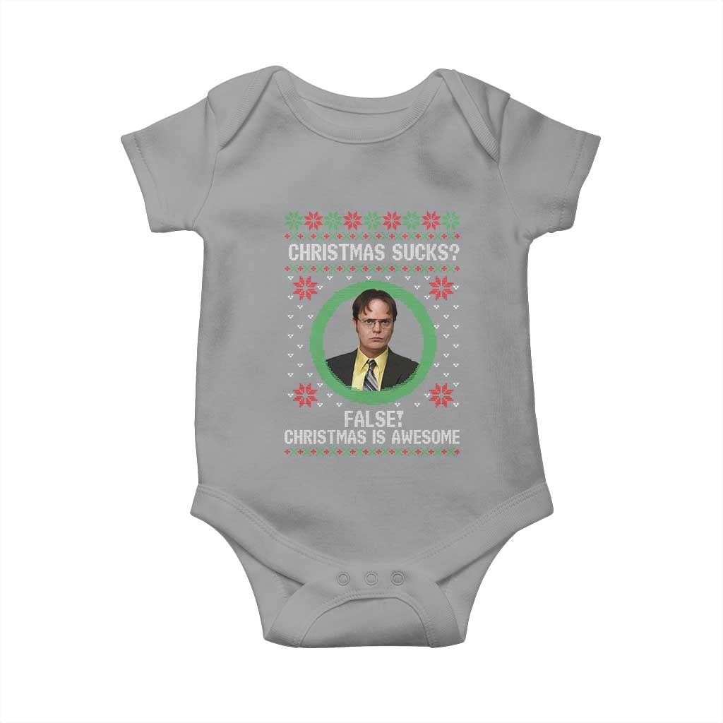 Christmas Sucks FALSE Christmas Is Awesome Baby Onesie Funny Xmas Office Holiday Humor - Wonder Print Shop