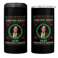 Christmas Sucks FALSE Christmas Is Awesome 4 in 1 Can Cooler Tumbler Funny Xmas Office Holiday Humor - Wonder Print Shop