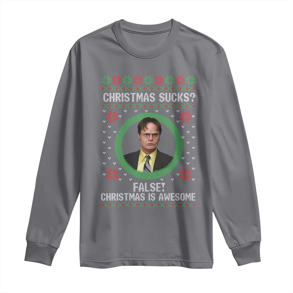 Christmas Sucks FALSE Christmas Is Awesome Long Sleeve Shirt Funny Xmas Office Holiday Humor - Wonder Print Shop