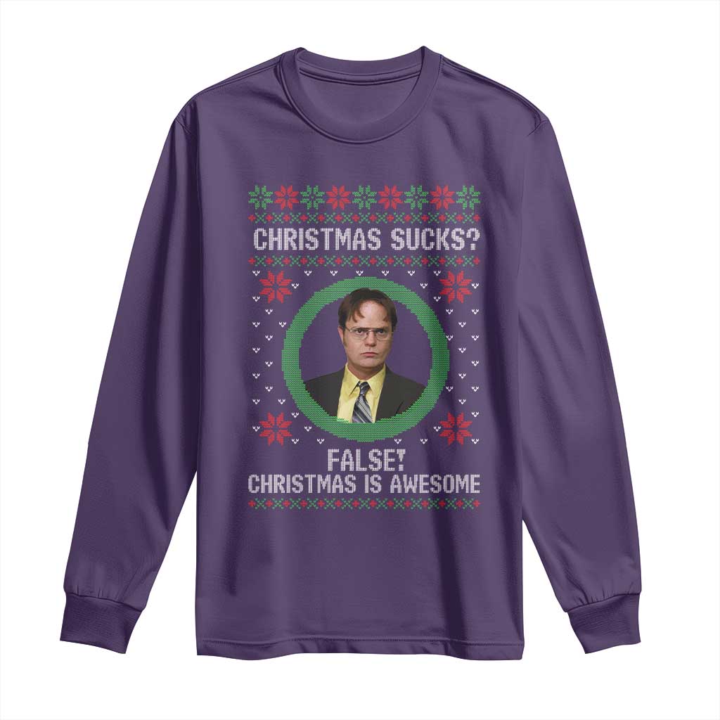 Christmas Sucks FALSE Christmas Is Awesome Long Sleeve Shirt Funny Xmas Office Holiday Humor - Wonder Print Shop