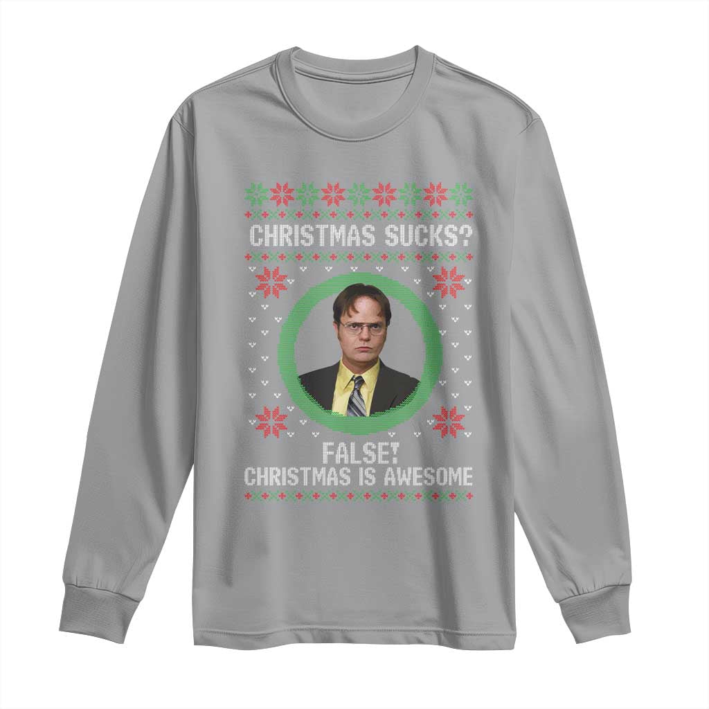 Christmas Sucks FALSE Christmas Is Awesome Long Sleeve Shirt Funny Xmas Office Holiday Humor - Wonder Print Shop