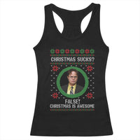 Christmas Sucks FALSE Christmas Is Awesome Racerback Tank Top Funny Xmas Office Holiday Humor - Wonder Print Shop