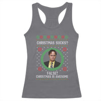 Christmas Sucks FALSE Christmas Is Awesome Racerback Tank Top Funny Xmas Office Holiday Humor - Wonder Print Shop
