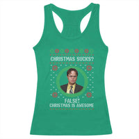 Christmas Sucks FALSE Christmas Is Awesome Racerback Tank Top Funny Xmas Office Holiday Humor - Wonder Print Shop