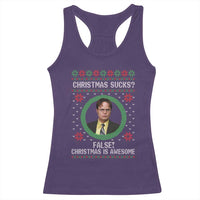 Christmas Sucks FALSE Christmas Is Awesome Racerback Tank Top Funny Xmas Office Holiday Humor - Wonder Print Shop