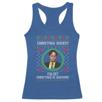 Christmas Sucks FALSE Christmas Is Awesome Racerback Tank Top Funny Xmas Office Holiday Humor - Wonder Print Shop