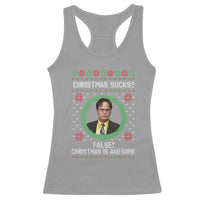 Christmas Sucks FALSE Christmas Is Awesome Racerback Tank Top Funny Xmas Office Holiday Humor - Wonder Print Shop