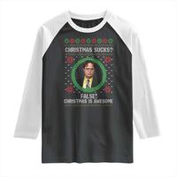 Christmas Sucks FALSE Christmas Is Awesome Raglan Shirt Funny Xmas Office Holiday Humor - Wonder Print Shop
