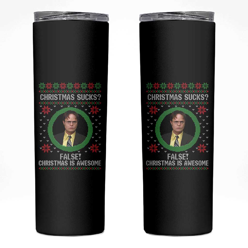 Christmas Sucks FALSE Christmas Is Awesome Skinny Tumbler Funny Xmas Office Holiday Humor - Wonder Print Shop