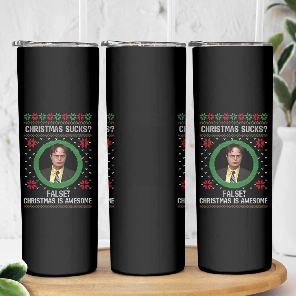 Christmas Sucks FALSE Christmas Is Awesome Skinny Tumbler Funny Xmas Office Holiday Humor - Wonder Print Shop