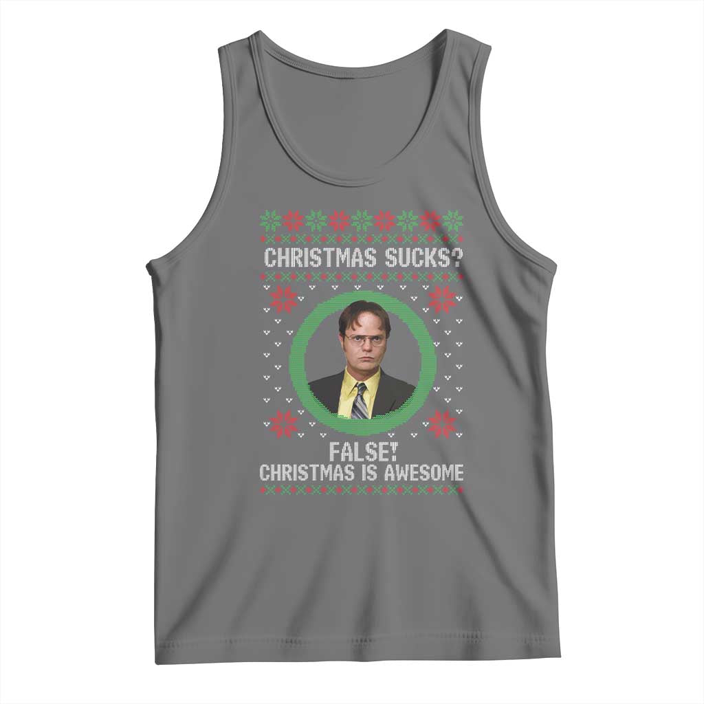 Christmas Sucks FALSE Christmas Is Awesome Tank Top Funny Xmas Office Holiday Humor - Wonder Print Shop