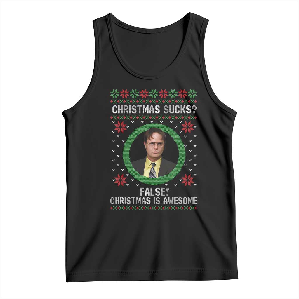 Christmas Sucks FALSE Christmas Is Awesome Tank Top Funny Xmas Office Holiday Humor - Wonder Print Shop