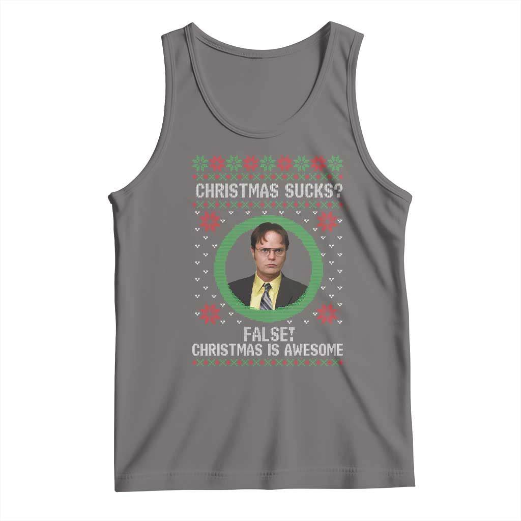 Christmas Sucks FALSE Christmas Is Awesome Tank Top Funny Xmas Office Holiday Humor - Wonder Print Shop