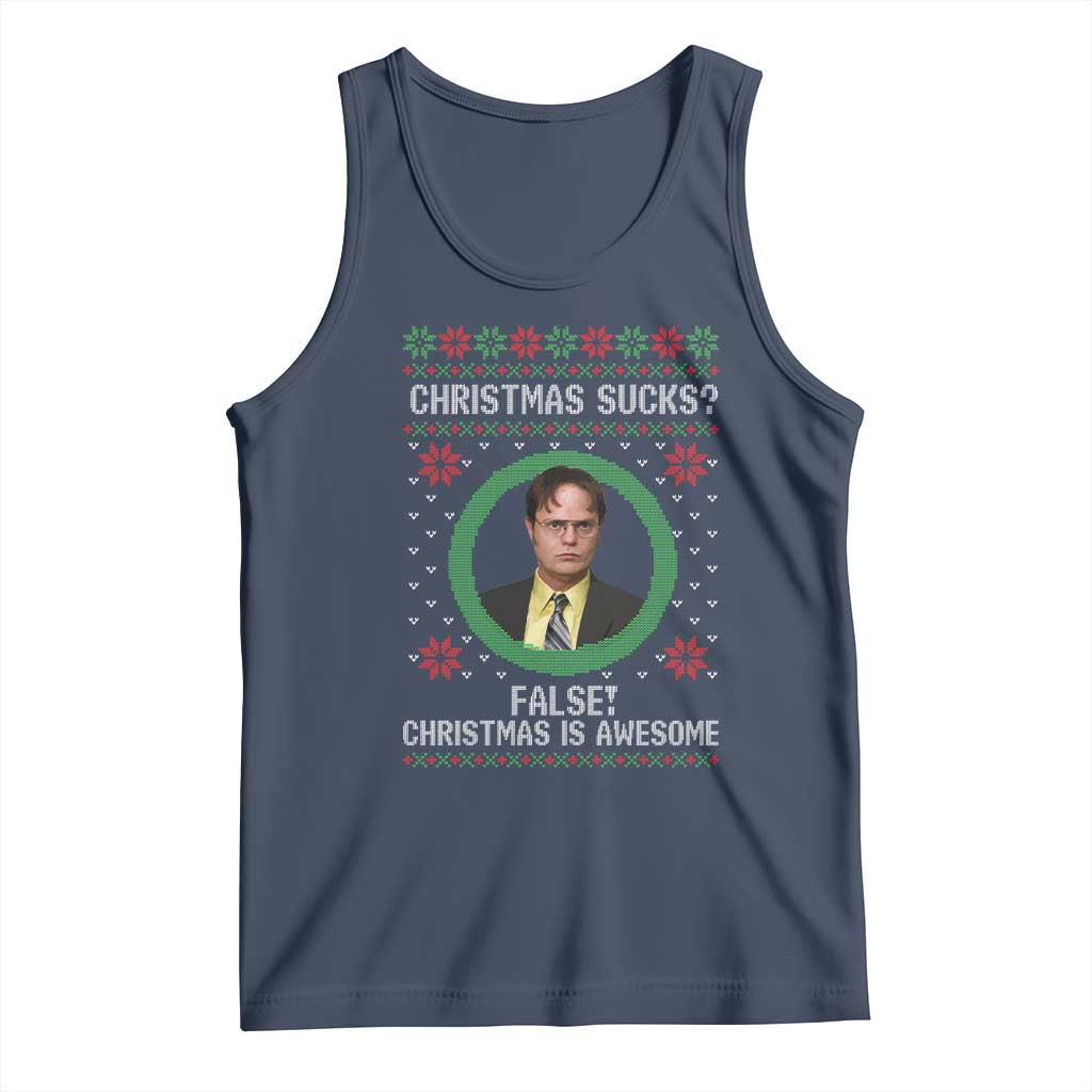 Christmas Sucks FALSE Christmas Is Awesome Tank Top Funny Xmas Office Holiday Humor - Wonder Print Shop
