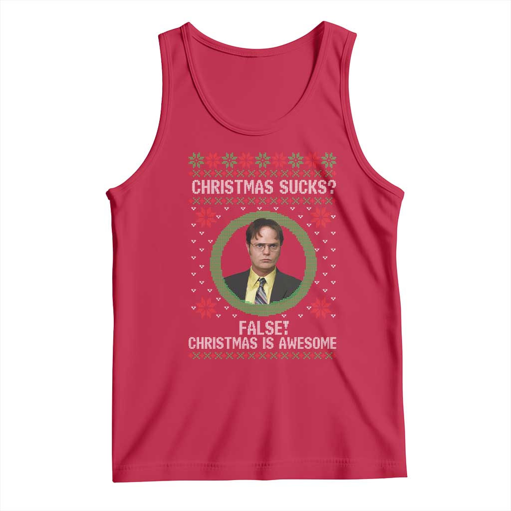 Christmas Sucks FALSE Christmas Is Awesome Tank Top Funny Xmas Office Holiday Humor - Wonder Print Shop