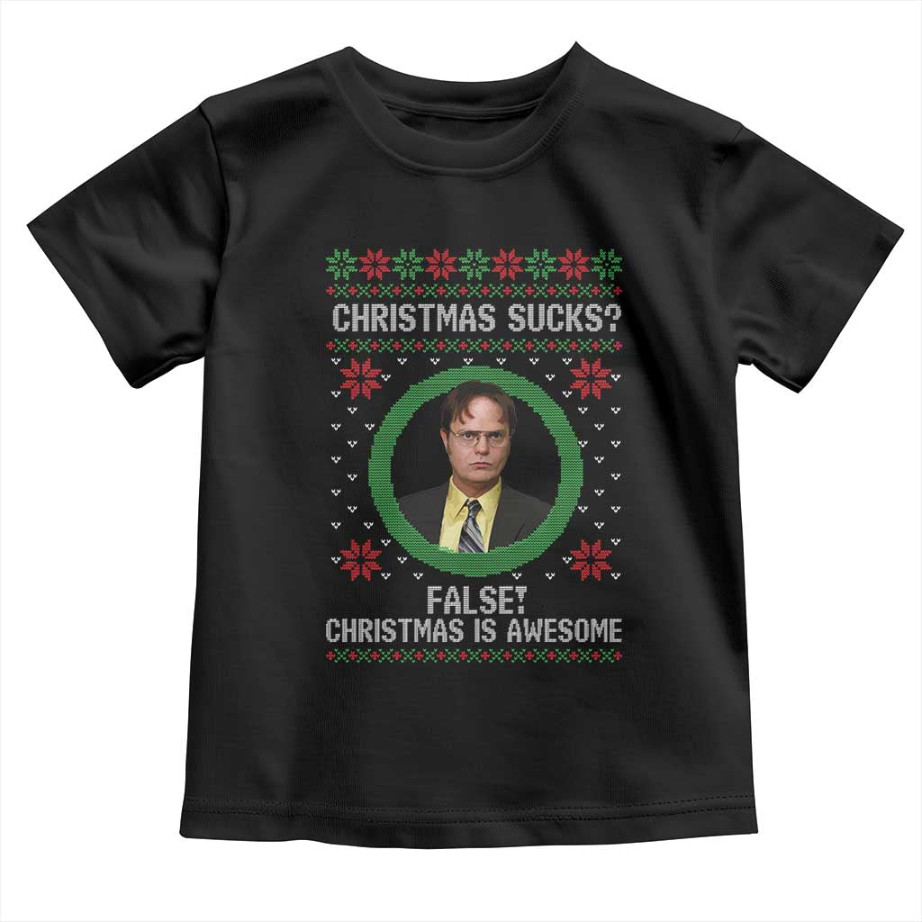 Christmas Sucks FALSE Christmas Is Awesome Toddler T Shirt Funny Xmas Office Holiday Humor - Wonder Print Shop
