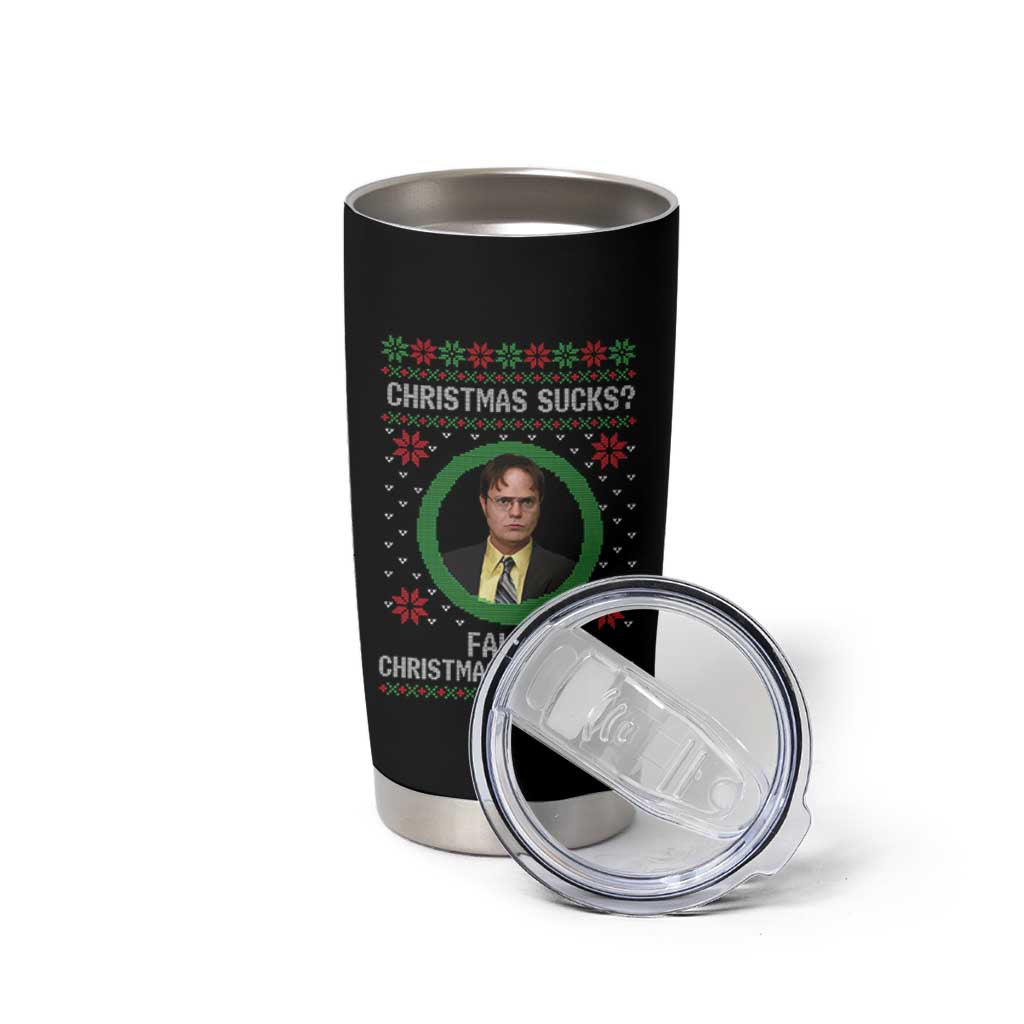 Christmas Sucks FALSE Christmas Is Awesome Tumbler Cup Funny Xmas Office Holiday Humor - Wonder Print Shop