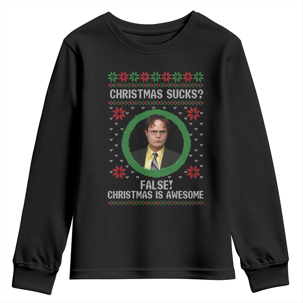 Christmas Sucks FALSE Christmas Is Awesome Youth Sweatshirt Funny Xmas Office Holiday Humor - Wonder Print Shop