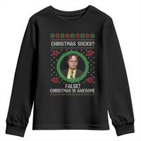 Christmas Sucks FALSE Christmas Is Awesome Youth Sweatshirt Funny Xmas Office Holiday Humor - Wonder Print Shop