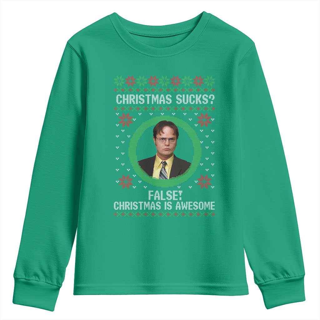 Christmas Sucks FALSE Christmas Is Awesome Youth Sweatshirt Funny Xmas Office Holiday Humor - Wonder Print Shop