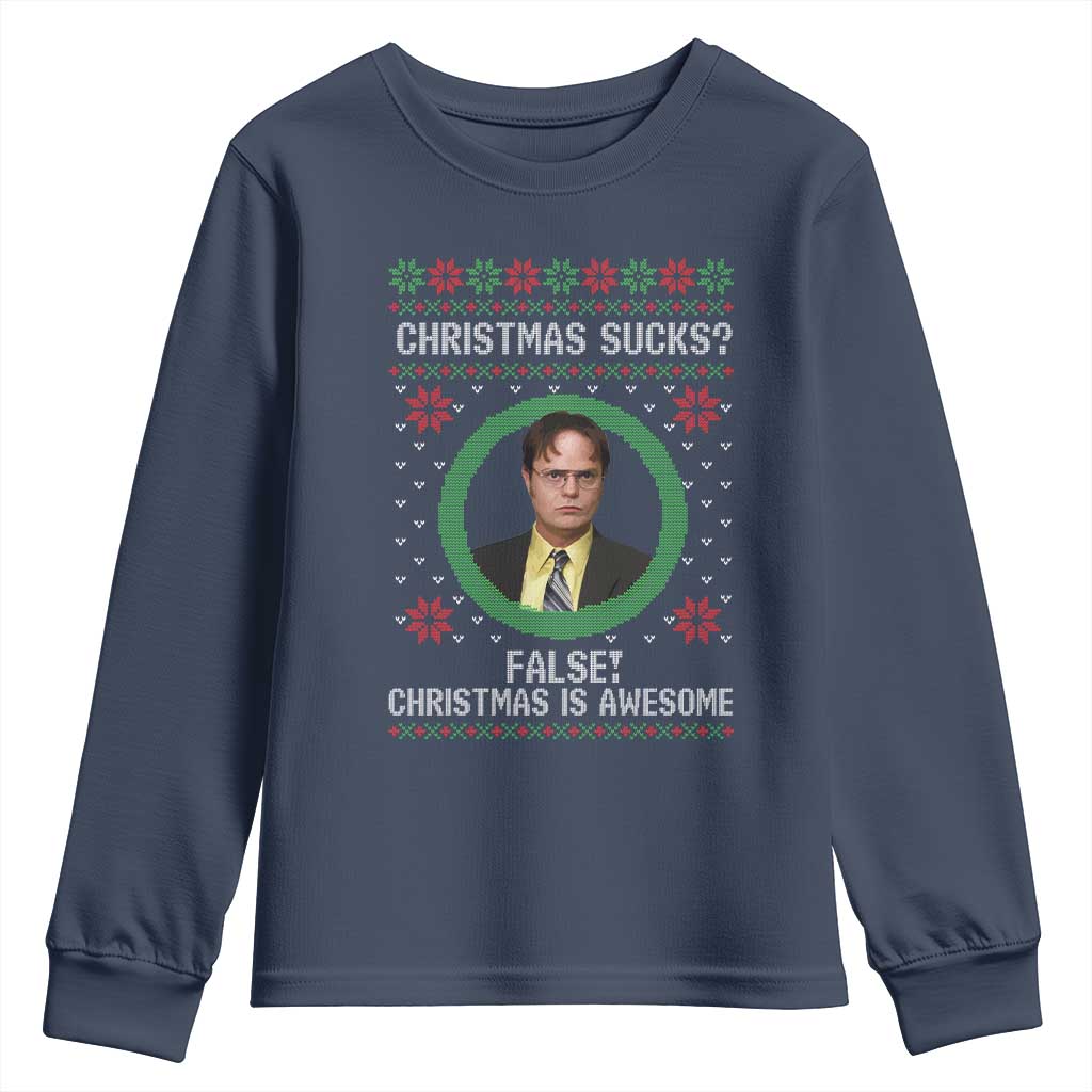 Christmas Sucks FALSE Christmas Is Awesome Youth Sweatshirt Funny Xmas Office Holiday Humor - Wonder Print Shop
