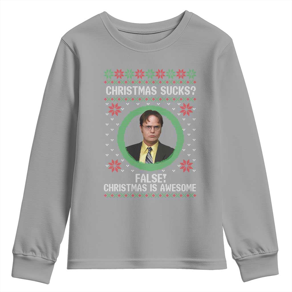 Christmas Sucks FALSE Christmas Is Awesome Youth Sweatshirt Funny Xmas Office Holiday Humor - Wonder Print Shop