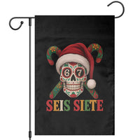Seis Siete Christmas Meme Garden Flag Sugar Skull 67 Santa Hat Candy Canes - Wonder Print Shop