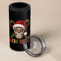 Seis Siete Christmas Meme 4 in 1 Can Cooler Tumbler Sugar Skull 67 Santa Hat Candy Canes - Wonder Print Shop