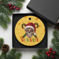 Seis Siete Christmas Meme Ceramic Ornament Sugar Skull 67 Santa Hat Candy Canes - Wonder Print Shop