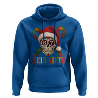 Seis Siete Christmas Meme Hoodie Sugar Skull 67 Santa Hat Candy Canes - Wonder Print Shop
