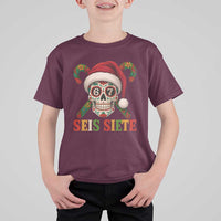 Seis Siete Christmas Meme T Shirt For Kid Sugar Skull 67 Santa Hat Candy Canes - Wonder Print Shop